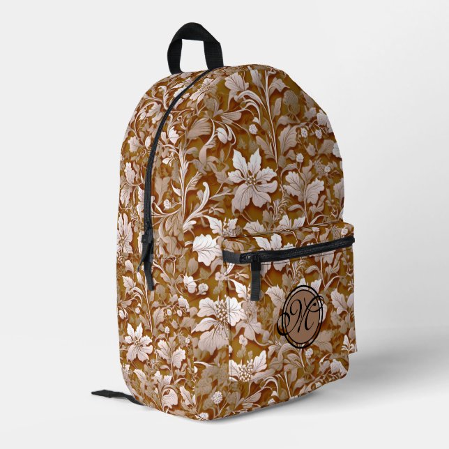 Sac À Dos Imprimé Terracotta Burnt Orange Boho botanique moderne (Coin arrière gauche)