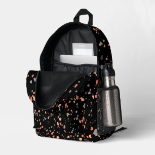 Sac À Dos Imprimé Terrazzo Géométrique Moderne en Pêche Noir