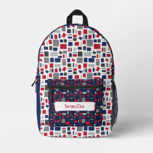 Sac À Dos Imprimé Texas Red & Blue Wonky Carrés & Rectangles
