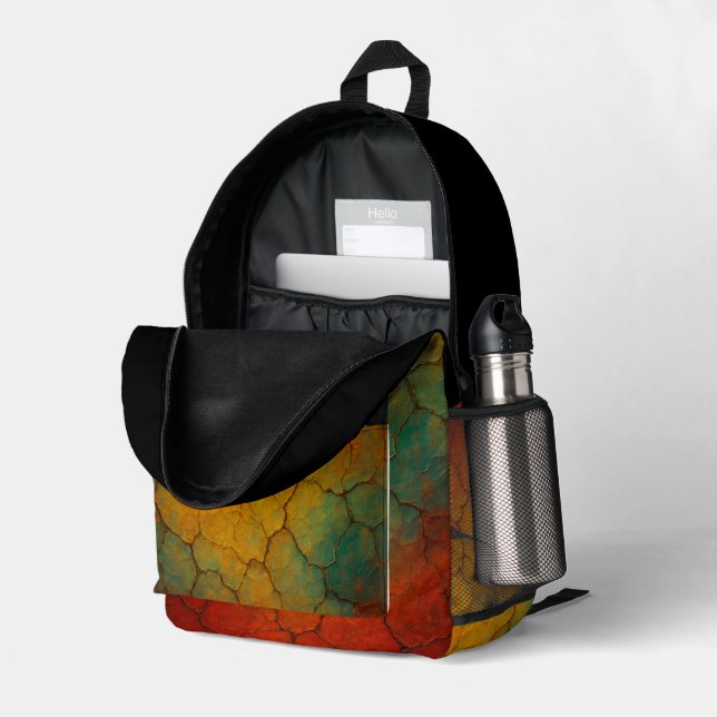 Sac À Dos Imprimé Texture Abstraite de la Terre fissurée (Coin arrière droit (ouvert))