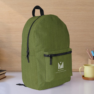 Sac À Dos Imprimé Texture de tissu vert Élégant logo Monogramme Pers