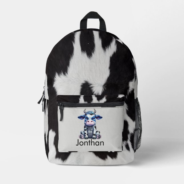 Sac À Dos Imprimé Thème Enfants Vache noire et blanche (Recto)