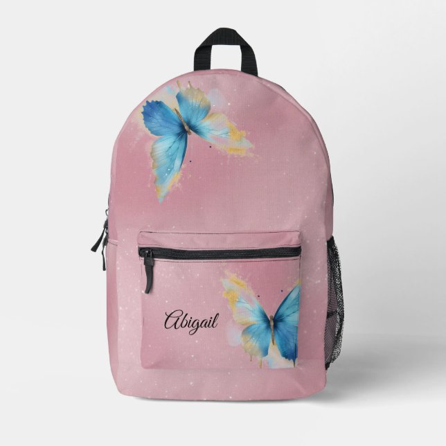 Sac À Dos Imprimé Thème papillon rose (Recto)