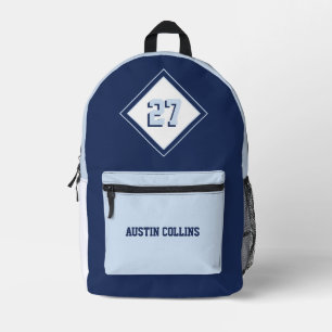 Sac À Dos Imprimé Thème Sport Bleu Deux Tons