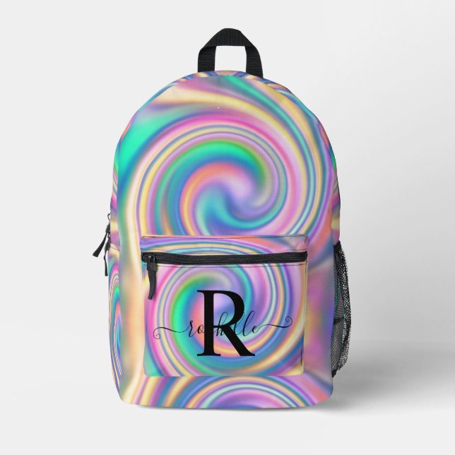 Sac À Dos Imprimé Tie Dye Holographic Psychedelic Cool Ados (Recto)