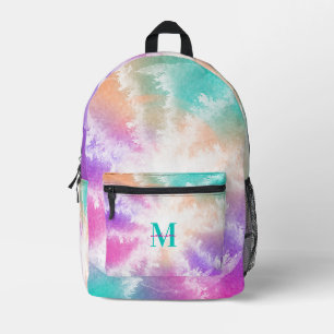Sac À Dos Imprimé Tie Dye Pastel Rose Orange Turquoise Violet Monogr