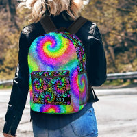 Tiedye Psychedelic Retro Hippie Fleurs Monogramme