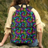 Tiedye Retro Hippie Fleur Motif Personnalisé Monog