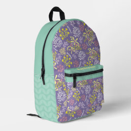 Sac À Dos Imprimé Tiny Bouquet Fleurs Lavande Turquoise