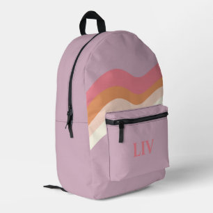 Sac À Dos Imprimé Tourbillon Rétro Rose Violet