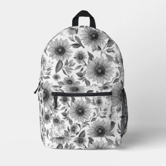 Sac À Dos Imprimé Tournesols Floraux Noir Et Blanc