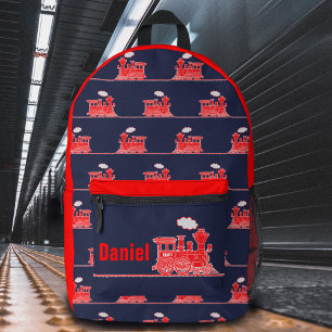 Sac À Dos Imprimé Train à vapeur rouge enfants nommés