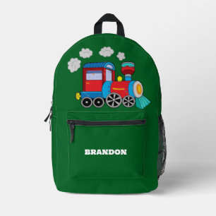Sac À Dos Imprimé Train Enfants Garçons Bleu Nom Personnalisé