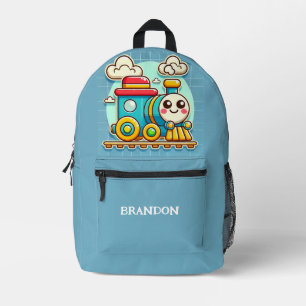 Sac À Dos Imprimé Train pour enfants Garçons Bleu Nom personnalisé