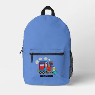 Sac À Dos Imprimé Train pour enfants garçons bleu Nom personnalisé