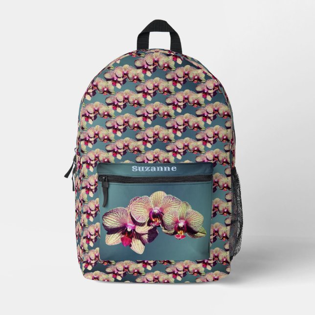 Sac À Dos Imprimé Trio Fleur Orchidée personnalisée (Recto)