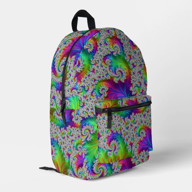 Sac À Dos Imprimé Trippy Vibrant Gras Trippy Rainbow Spiral Fractal (Coin arrière gauche)