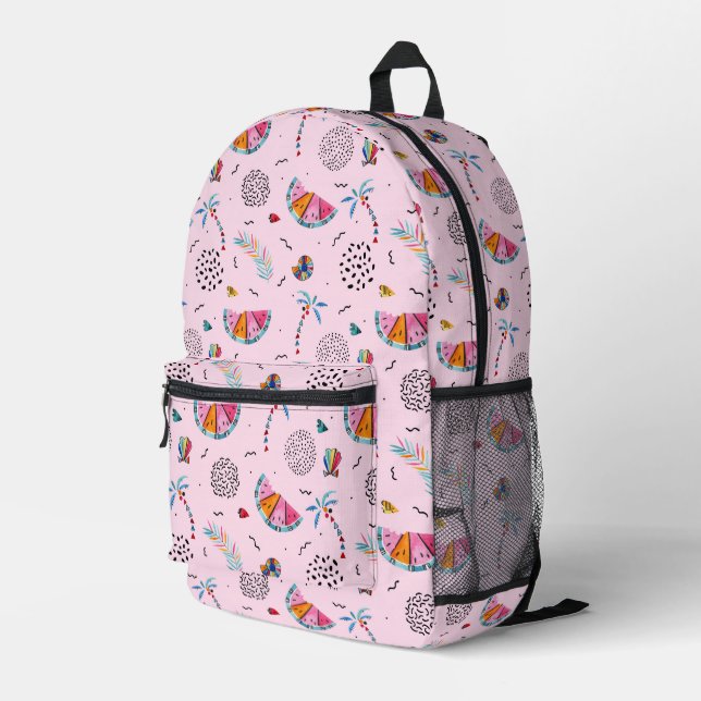 Sac À Dos Imprimé Tropical rose Memphis Style Motif (Coin arrière droit)