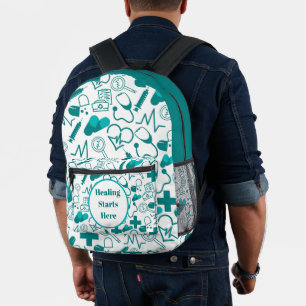 Sac À Dos Imprimé turquoise Médicale Icons Motif Personnalisable San