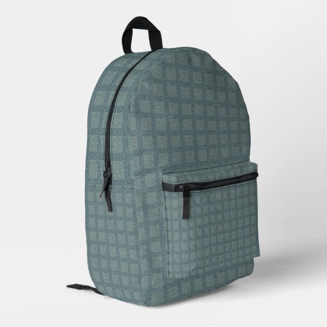 Sac À Dos Imprimé Tweedy Wool Aqua et Green Motif (Coin arrière gauche)
