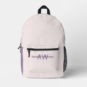 Sac À Dos Imprimé Type de script féminin Initiales et nom Violet rou