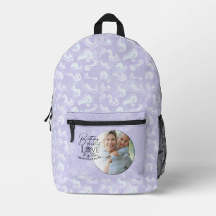 Sac À Dos Imprimé Typographie de photo de petite-fille minimaliste