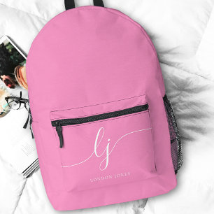 Sac À Dos Imprimé Typographie féminine rose chaud Nom Girl