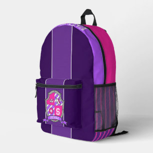 Sac À Dos Imprimé Unicorn crête violet rose rayure nom personnalisé