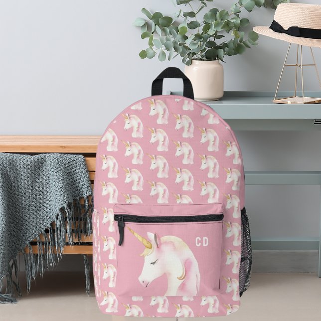 Sac À Dos Imprimé Unicorne motif rose joli initiales (Créateur téléchargé)