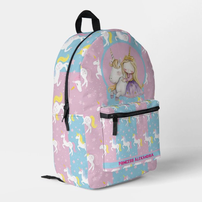 Sac À Dos Imprimé Unicorne Princesse personnalisée (Coin arrière gauche)