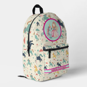 Sac À Dos Imprimé Unicorne Princesse personnalisée