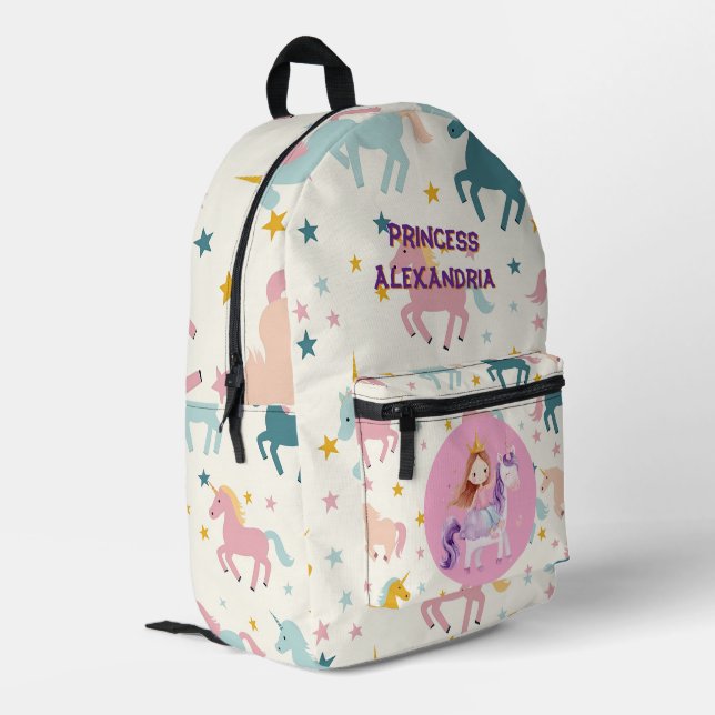 Sac À Dos Imprimé Unicorne Princesse personnalisée (Coin arrière gauche)
