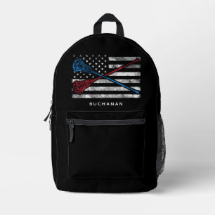Sac À Dos Imprimé USA Flag and Lacrosse Bats Custom