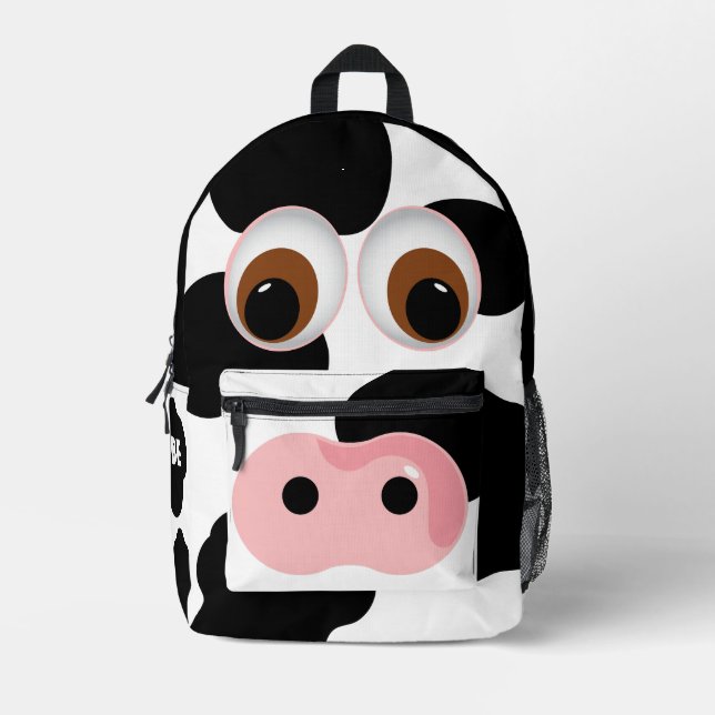 Sac À Dos Imprimé Vache blanche et noire personnalisée (Recto)