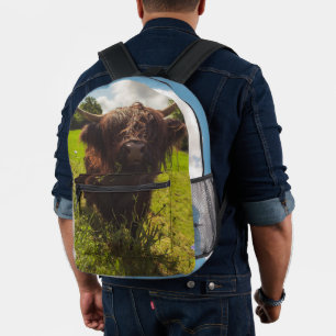 Sac À Dos Imprimé Vache noire pâturage vert champ soleil
