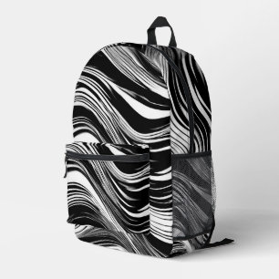 Sac À Dos Imprimé Vague noire et blanche Abstraite