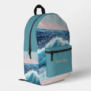 Sac À Dos Imprimé Vagues bleues sur la plage