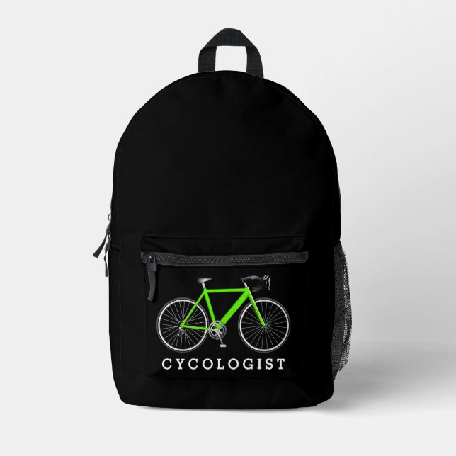 Sac À Dos Imprimé Vélo vert Neon Avec Texte Cycologiste (Recto)