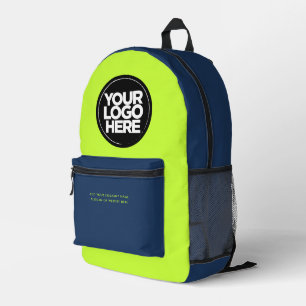 Sac À Dos Imprimé Vert bleu Logo et texte personnalisés
