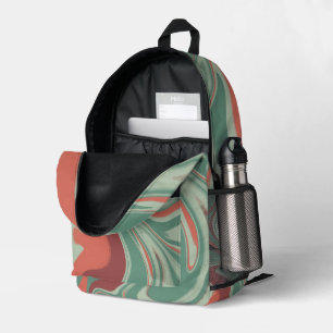 Sac à dos imprimé vert orange design graphique