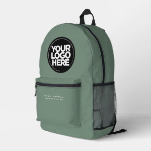 Sac À Dos Imprimé Vert sage   Logo et texte personnalisés