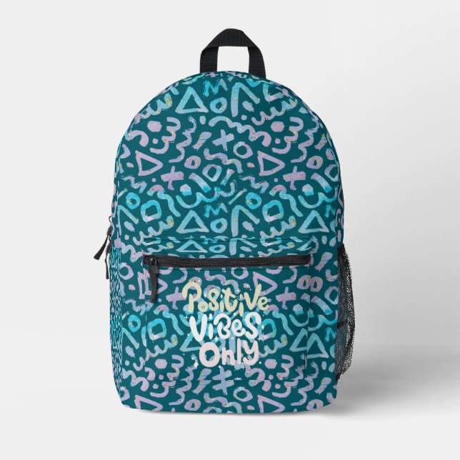 Sac À Dos Imprimé Vibes positives uniquement géométriques vertes (Recto)