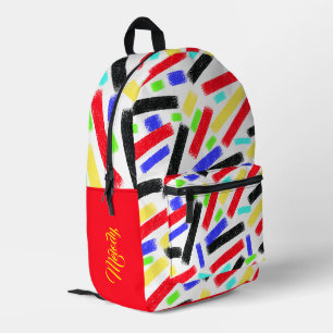 Sac À Dos Imprimé Vibrant Abstrait Crayon Lignes Gras Artistique