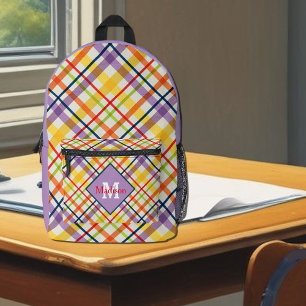 Sac À Dos Imprimé Vichy École Clair Monogramme Violet