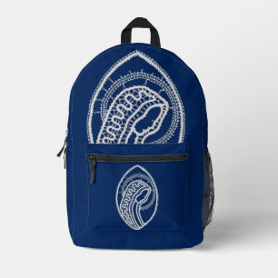 Sac À Dos Imprimé Vierge Marie, dentelle blanche, bleu marine