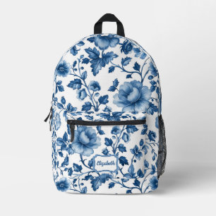Sac À Dos Imprimé Vintage Floral bleu Nom