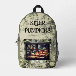 Sac À Dos Imprimé Vintage, Halloween. Citrouilles Tueuses Imprimé Sa