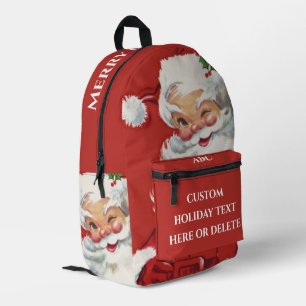 Sac À Dos Imprimé Vintage Noël Père Noël, Jolly et Winking