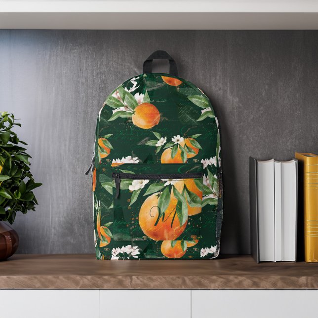 Sac À Dos Imprimé Vintage Orange Fruit Tree Orchard & Floral Blossom (Vintage Orange Fruit Tree Orchard & Floral Blossom Printed Backpack)