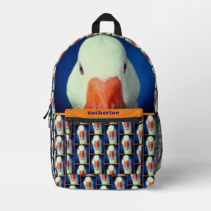 Sac À Dos Imprimé Visage personnalisé d'oie blanche mignonne